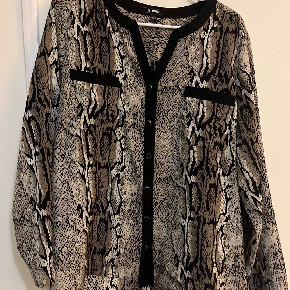 Elementz Snake Pattern Blouse with Black Trim